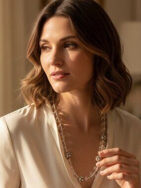 J. Crew 29" Glass Bead & Pavé Crystal Station Necklace — Upcycle/Repair Lot